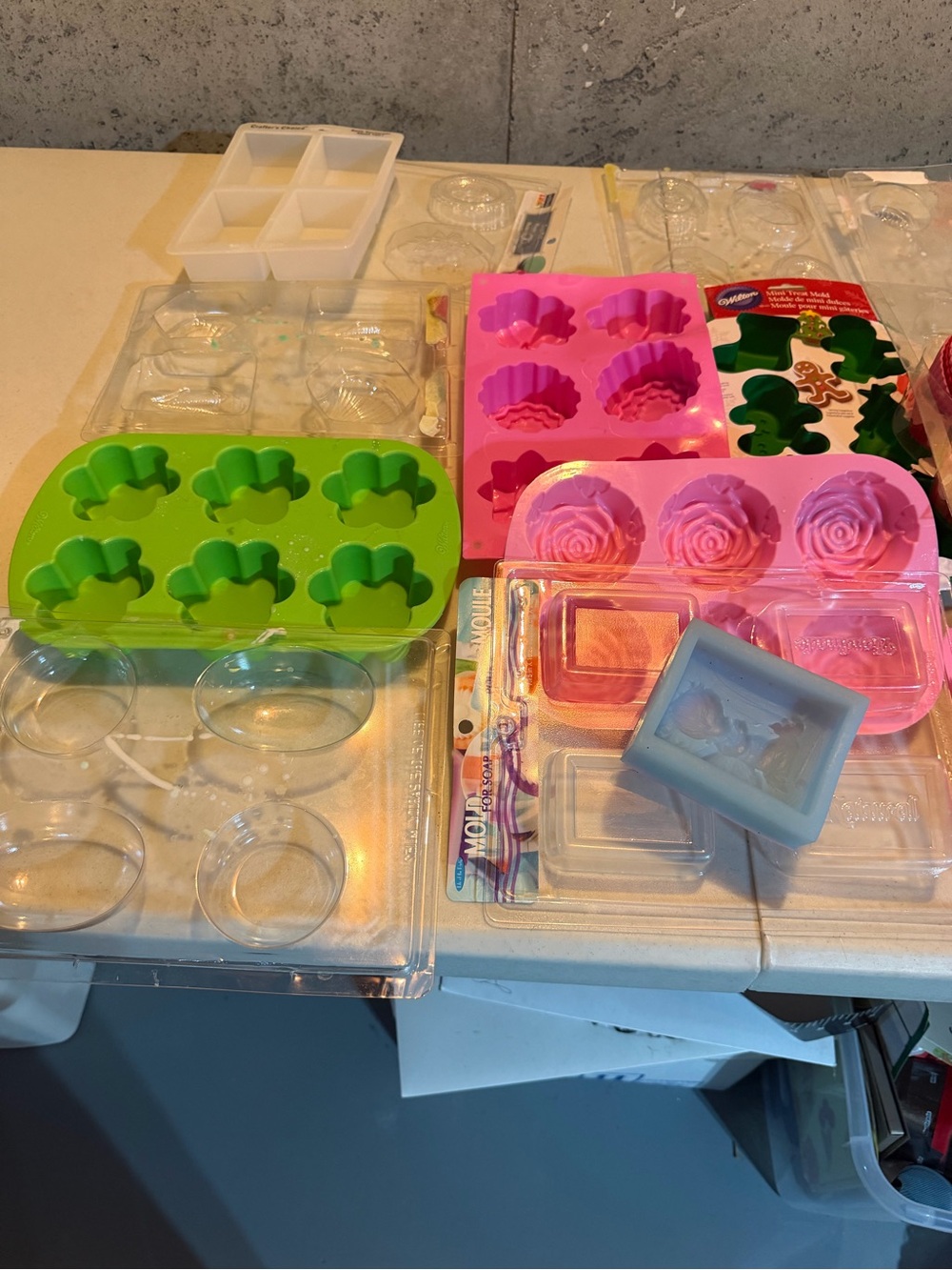 Silicone Flower & Rose Mold Set - Pink and Green for soap making